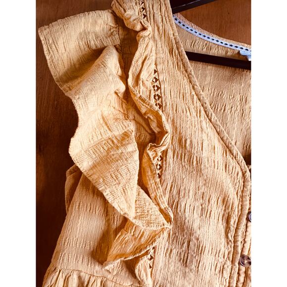 Knox Rose Women's Mustard Yellow Short Babydoll Dress Ruffles Pockets Size M - Picture 8 of 11